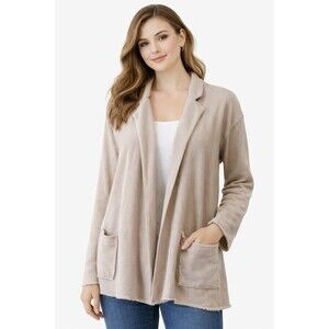 EILEEN FISHER Womens Beige Organic Cotton Cardigan Open Front Sweater Size L